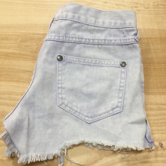 Free People Light Purple Distressed Shorts - Picture 3 of 4